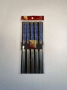 Stainless Steel Chopsticks (Blue Flowers)